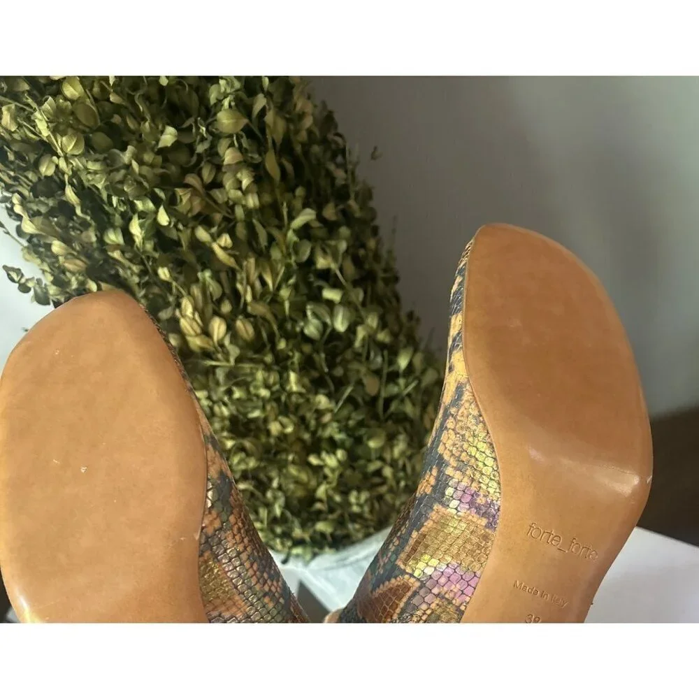 Forte Forte Chic Printed Snakeskin Leather Ankle Boots Caju Womens Size 41 US 9.